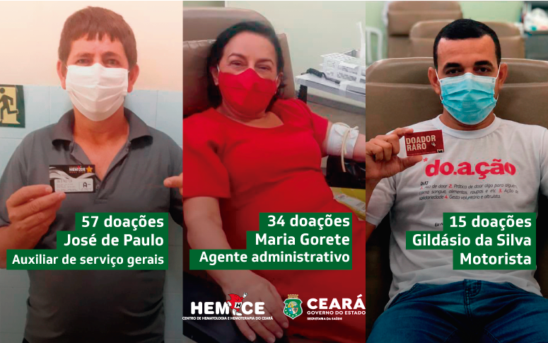 Colaboradoadores: funcionários do Hemoce que também doam sangue incentivam ato solidário